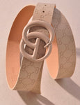 Color Coated Buckle Embossed Belt- 2 Colors