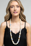 Ceramic Floral and Wood Bead Necklace