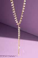 Brass Disc Chain Lariat Necklace