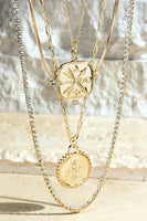 Brass Layered Crystal Chain Necklace