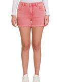 Mineral Washed Mid Rise Frayed Cut Off Shorts Ash Pink