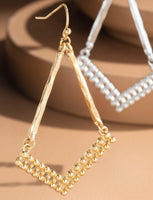 Diamond Shape Textured Gold Earrings