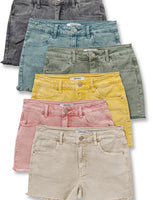 Mineral Washed Mid Rise Frayed Cut Off Shorts Lavender