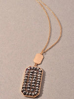 Glass Bead and Disc Rectangle Long Necklace