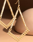 Diamond Shape Textured Gold Earrings