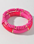 Double Layered Bead and Tube Bead Bracelet Set