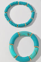 Double Layered Bead and Tube Bead Bracelet Set- 2 Colors
