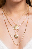 Brass Layered Crystal Chain Necklace