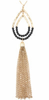 Chain Tassel Stone Teardrop Necklace- MN3041
