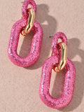 Glitter Chain Link Earrings- Silver, Pink or Red