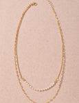 Curved Pearl Bar Paperclip Double Layered Short Necklace