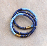 Heishi Bead Blue Set of 3 Bracelets