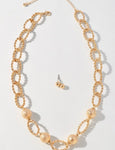 Satin Ball Accent Rope Link Metal Chain Short Necklace