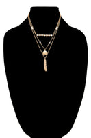 Triple Layered Stone and Charm Necklace