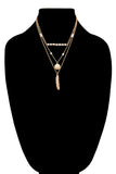 Triple Layered Stone and Charm Necklace