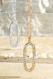 Rhinestone Oval Pendant Necklace