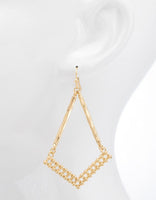 Diamond Shape Textured Gold Earrings