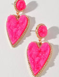 Druzy Heart Pave Earrings 2 Colors
