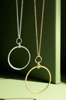 Textured Circle Pendant Long Necklace