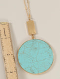 Circle Stone & Bar Pendant Necklace- 2003