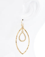 Hammered and Textured Marquise Layered Earrings
