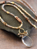 Mixed Stone Bead Necklace with Crystal Pendant