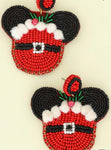 Santa Beaded Mouse Earrings