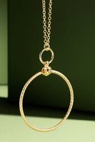 Textured Circle Pendant Long Necklace