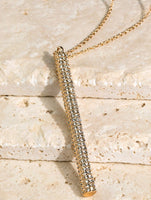 Long Pave Bar Pendant Necklace