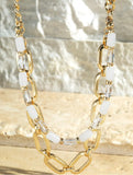 Layered Link Chain and Acrylic Tube Short Necklace