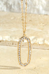 Rhinestone Oval Pendant Necklace