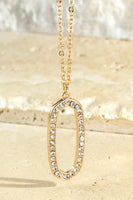 Rhinestone Oval Pendant Necklace