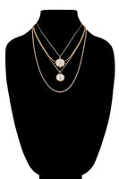 Brass Layered Crystal Chain Necklace