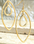 Hammered and Textured Marquise Layered Earrings